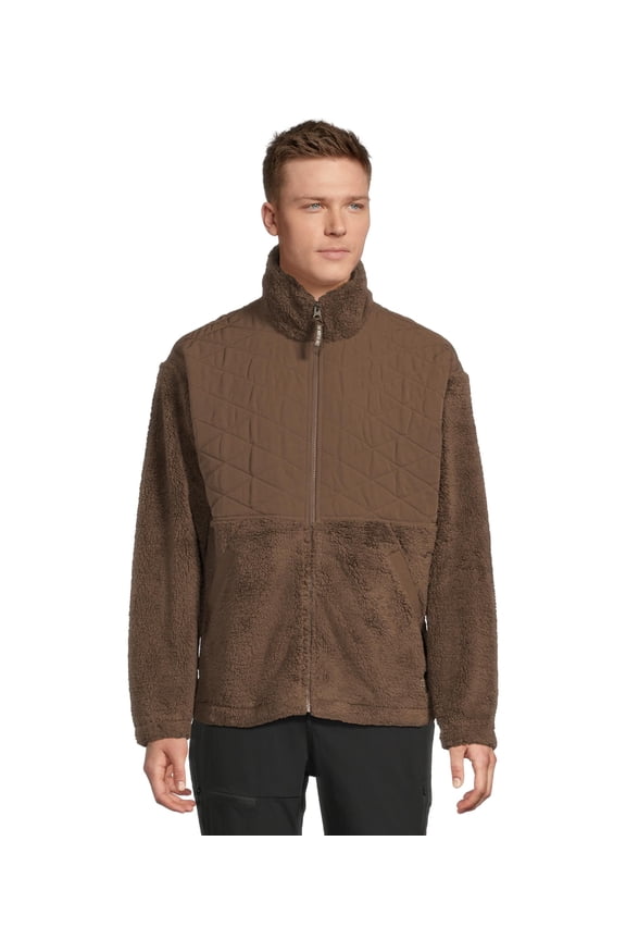 Cabin Fleece Full Zip Jacket, Diamond Quilted, Smokey Brown, Large, Recycled Polyester, NF0A8DQ01OI
