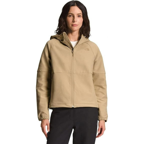 The North Face Camden NF0A7UKL Women's Khaki Soft Shell Full Zip Hoodie SGN169 (Regular,L)