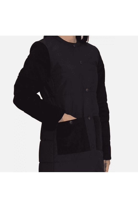 Collarless Synthetic Black Jacket Womens - XXL