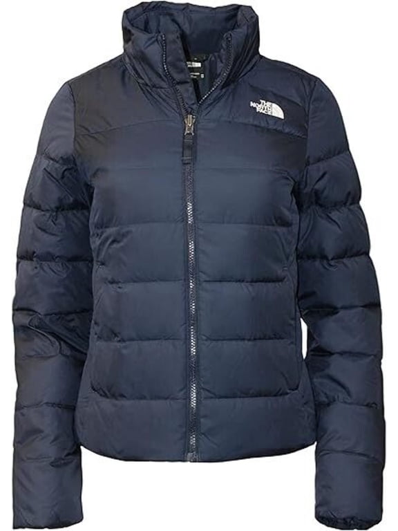 Flare Puffer Jacket Womens Large Navy Insulated Long Sleeve PHC68