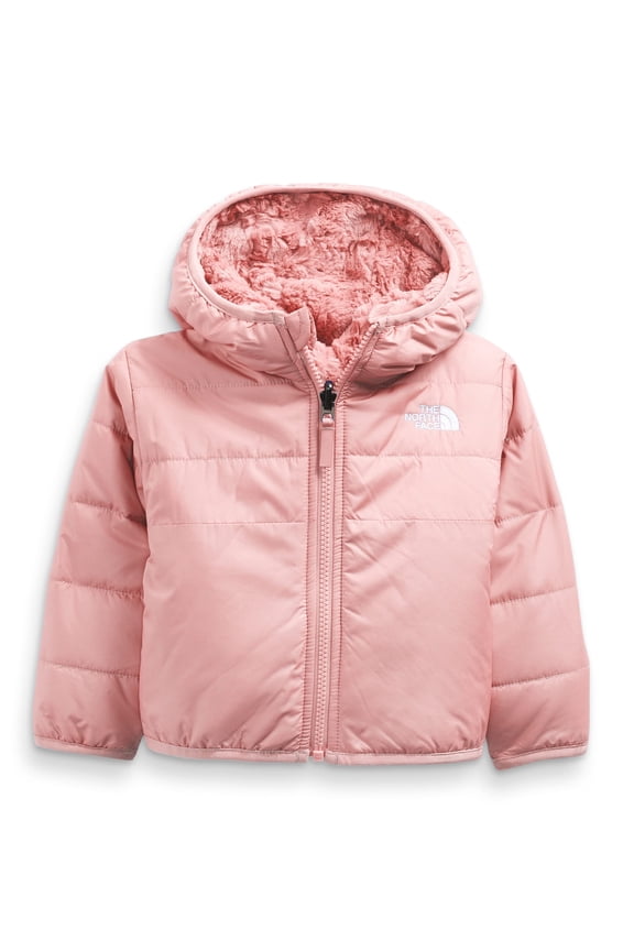 Infant Reversible Mossbud Swirl Full Zip Hooded Jacket, Peach 3-6