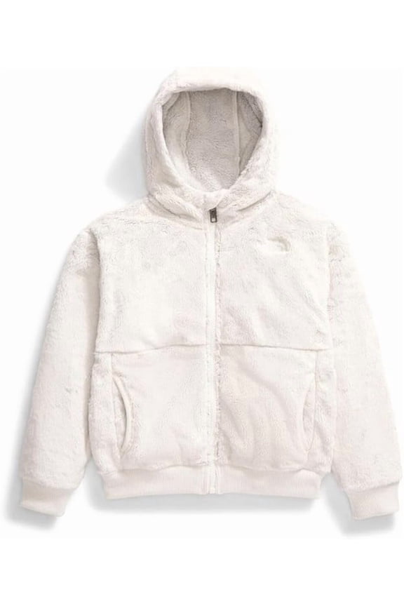 Kids' Osito Full Zip Fleece Hoodie Jacket Ribbed Cuffs & Hem White Dune Size 5