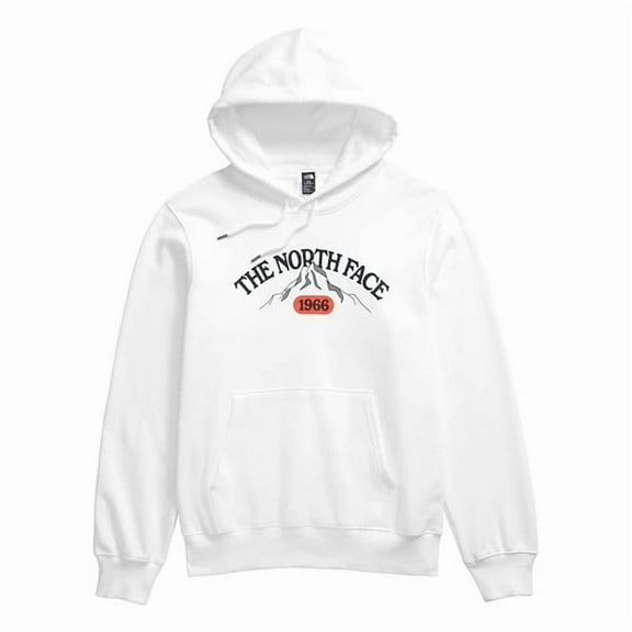 The North Face Mens Long Sleeve Fleece Varsity Graphic Hoodie White - Small