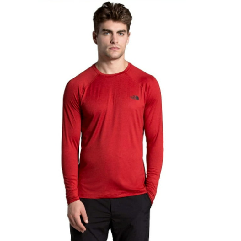 The North Face Men's Long Sleeve Shirt Hyperlayer FlashDry Athletic  T-Shirt, Red, M