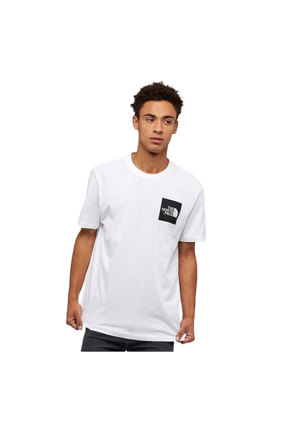 Men's T-Shirt Short Sleeve Casual Fine Box Logo Crewneck Shirt, White / Black, L