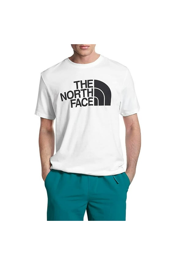 Men's T-Shirt Short Sleeve Half Dome Logo Regular Fit Tee, White Black, M