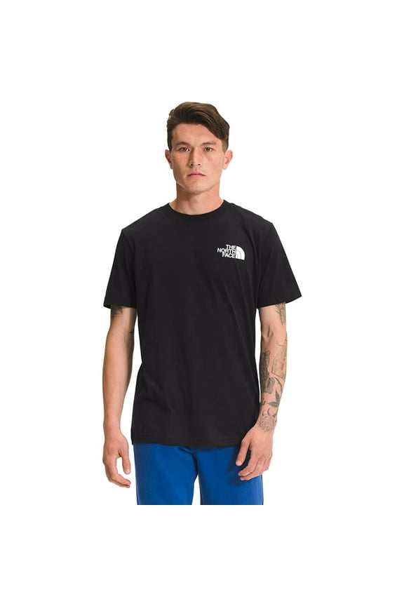 Men's T-Shirt Short Sleeve Half Dome Small Logo Regular Fit Tee, Black White, S