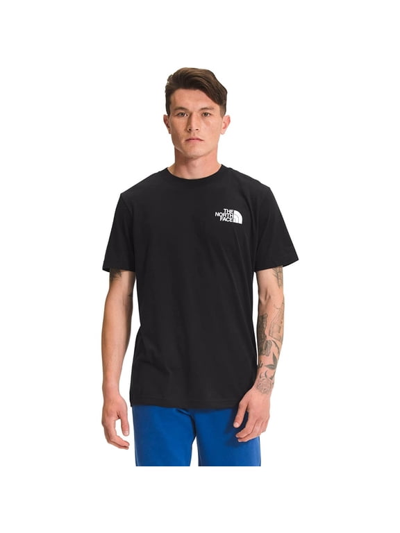 Men's T-Shirt Short Sleeve Half Dome Small Logo Regular Fit Tee, Black White, S