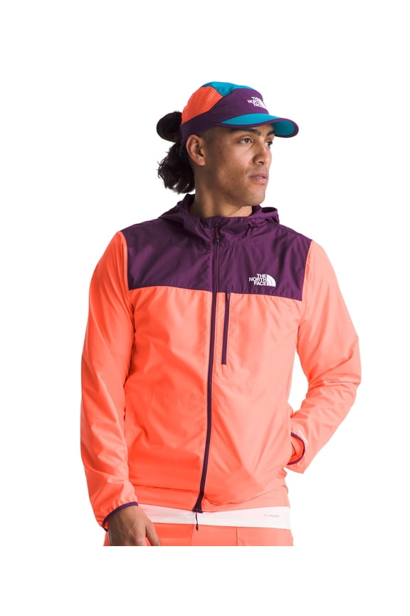 Mens Higher Run Wind Jacket, XXL, Vivid Flame/Black Currant Purple