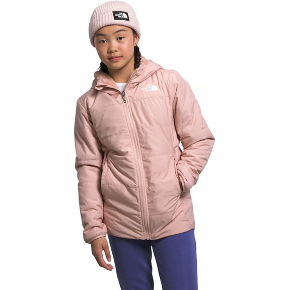 The North Face Mossbud Jacket Girls L-12 Pink Reversible Full Zip Parka SGN1578