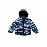 The North Face Boys Reversible Mt Chimbo Full Zip Hooded Jacket, XS, Optic Blue Mountain Traverse Print