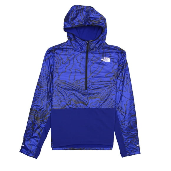 Winter Warm Mens Yosemite Topo Print 1/4 Zip Hoodie (Small, Blue)