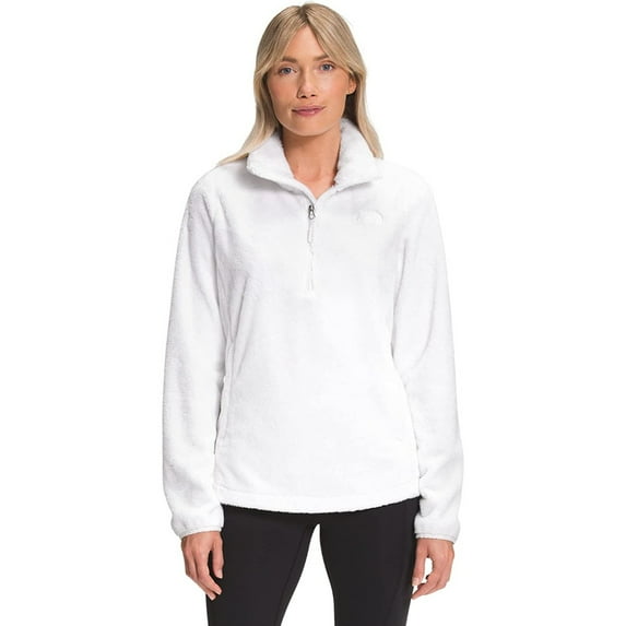 The North Face Women's Jacket Osito Long Sleeve 1/4 Zip Soft Fleece Jacket, White, XL