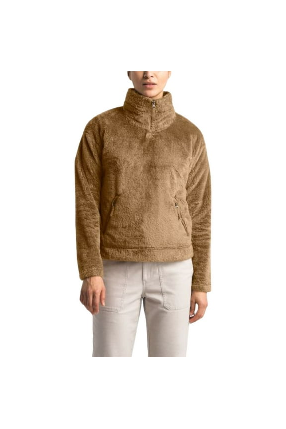 Women's Jacket Warm Furry Fleece Pullover Long Sleeve Coat, Cedar Brown, S