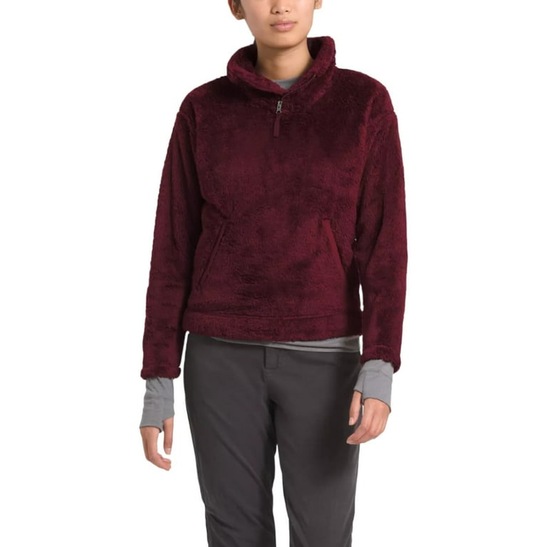 The North Face Women s Jacket Warm Furry Fleece Pullover Long Sleeve Coat Deep Garnet Red XS Walmart