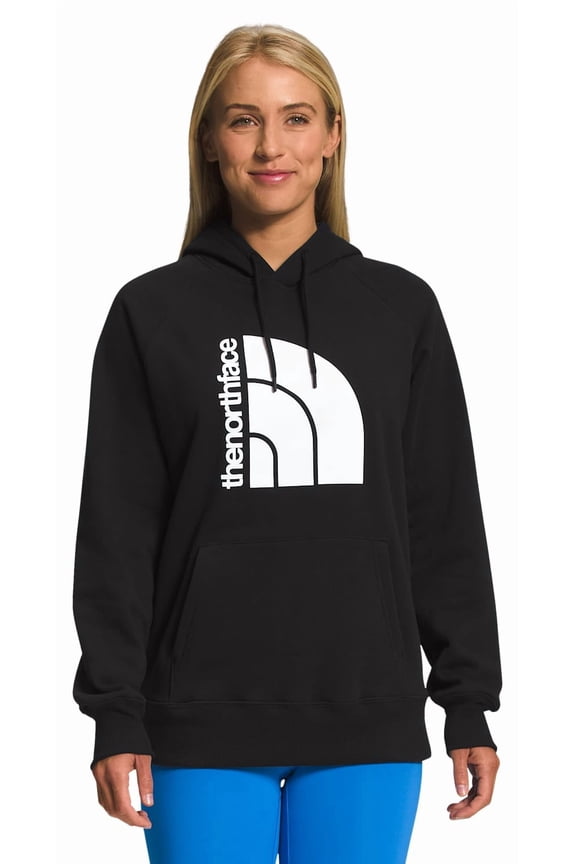 Womens Jumbo Half Dome Pullover Hoodie, TNF Black/TNF White, XXL