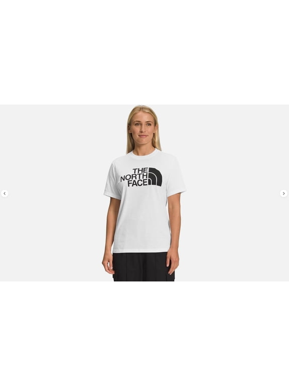 Women's T-Shirt Short Sleeve Half Dome Logo Regular Fit Tee, White Black, S