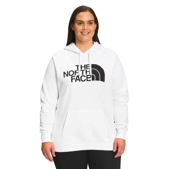 The North Face Womens Half Dome Pullover Hoodie Sweatshirt, TNF White/TNF Black, Large