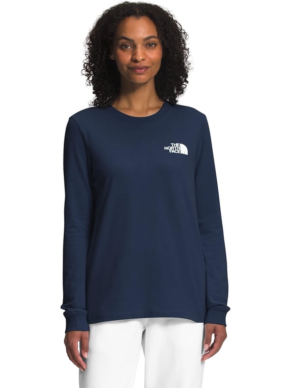 Womens Long Sleeve Crew Neck Box NSE Logo T-Shirt Summit Navy Large