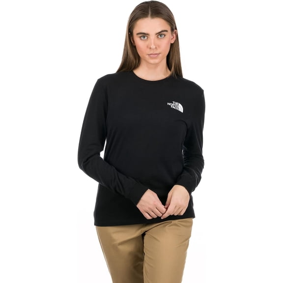 The North Face Womens Long Sleeve Crew Neck Throwback Logo T-Shirt TNF Black Medium