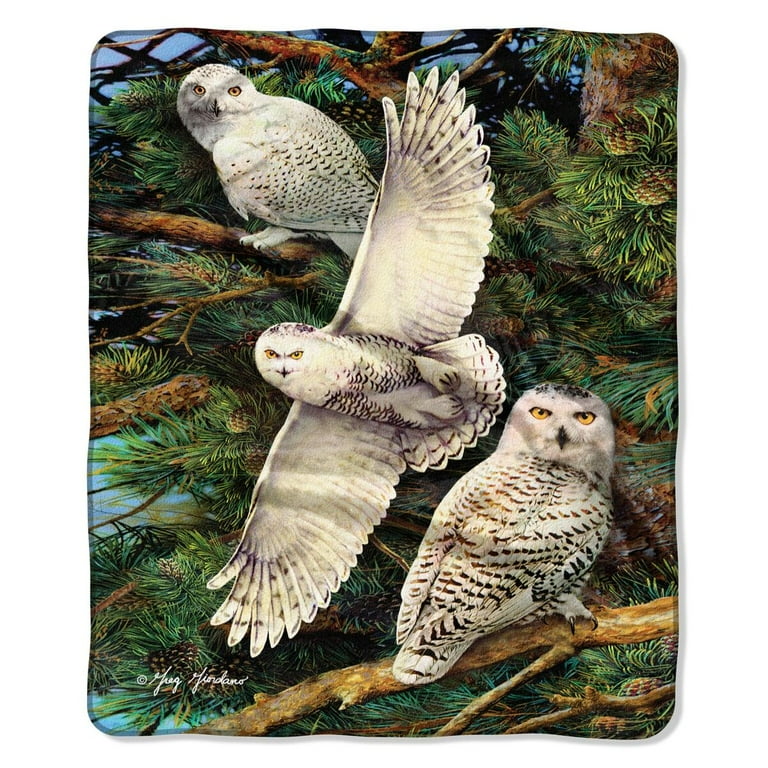 The Northwest Company American Heritage 50 x 60 Snowy Owls Raschel Throw Blanket 1 Each