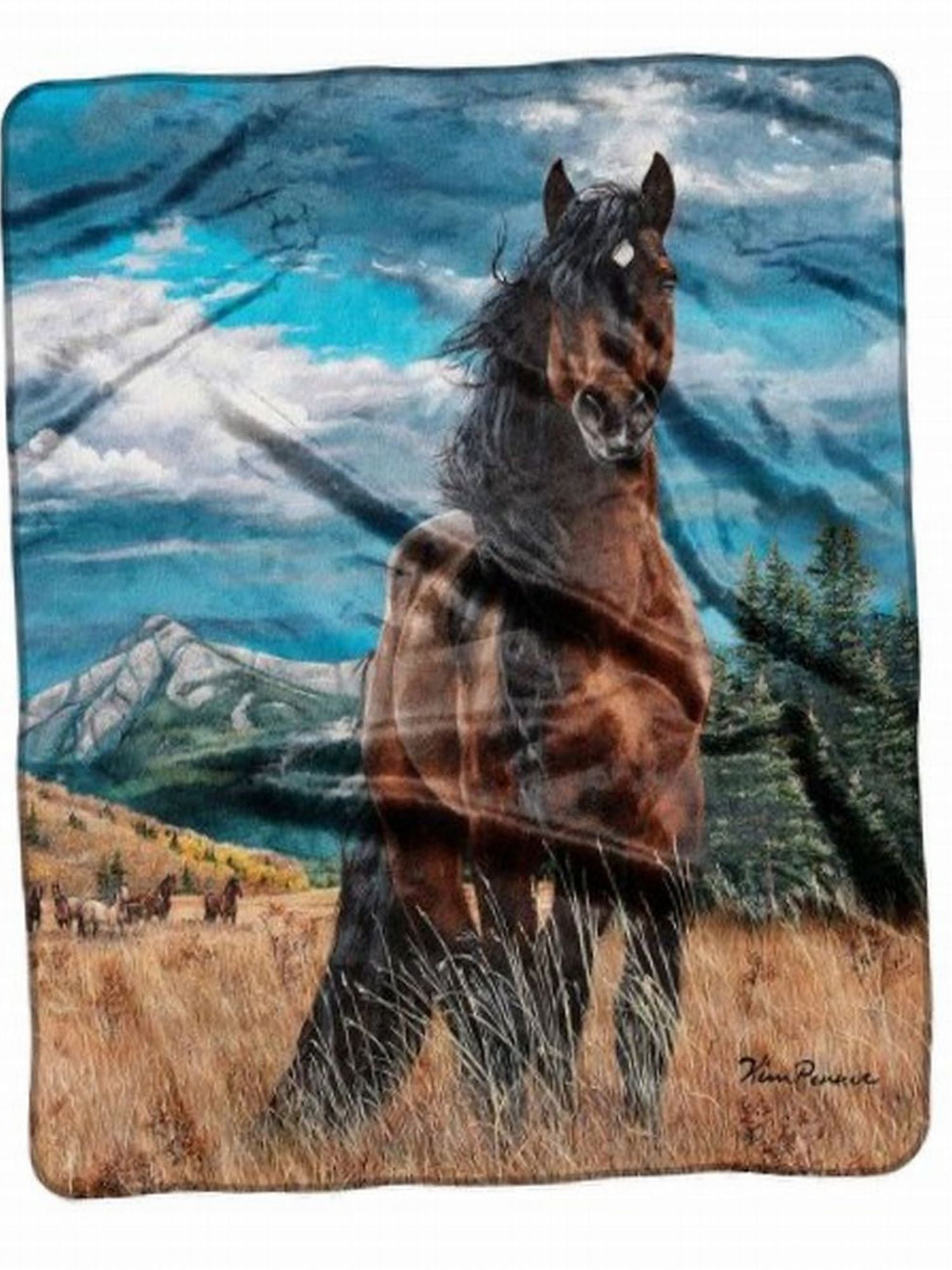 American Heritage Collection Rocky Mountain Freedom Royal Plush Raschel  Throw Blanket, 50 x 60