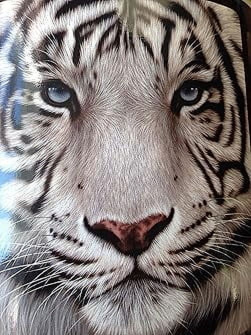 White Face Tiger Plush Polyester Throw Blanket 50" x 60"