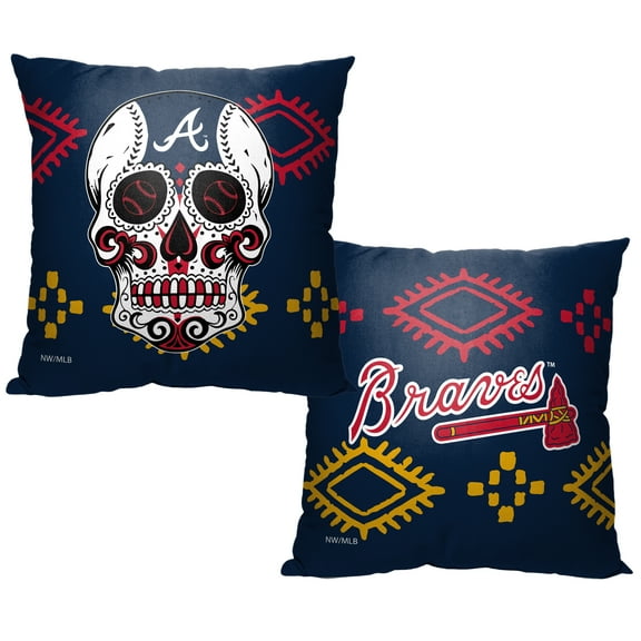 The Northwest Group Atlanta Braves 16" x 16" Candy Skull Printed Throw Pillow
