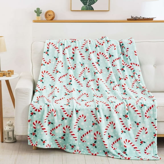 The Northwest Group Candy Cane Snowflakes Silk Touch Throw, 50 x 60 inches