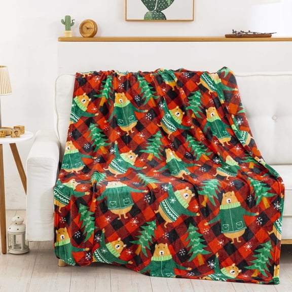The Northwest Group Holiday Bears Silk Touch Throw, 50 x 60 inches