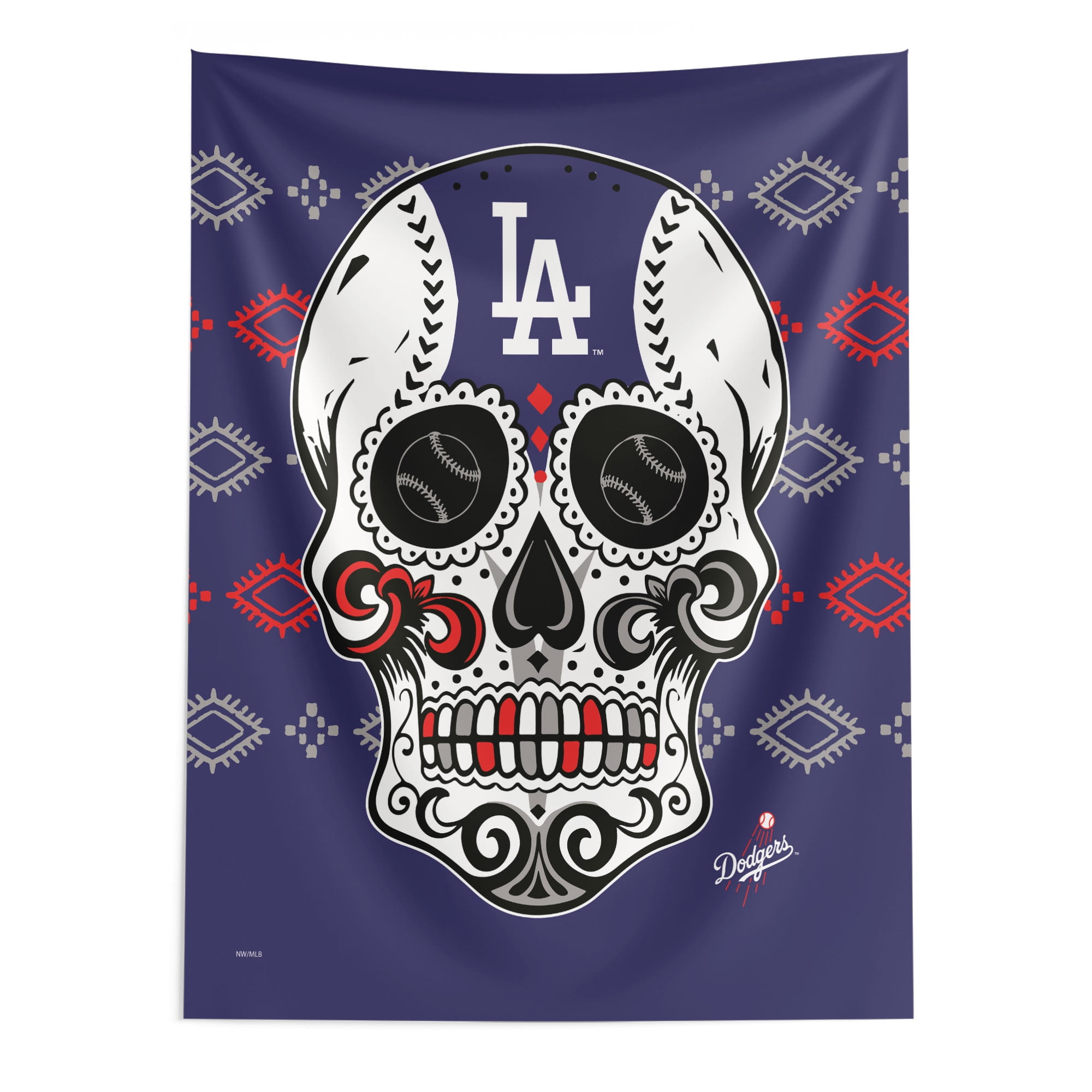 Los Angeles Dodgers Candy Skull Wall Hanging, 50x60 Inches