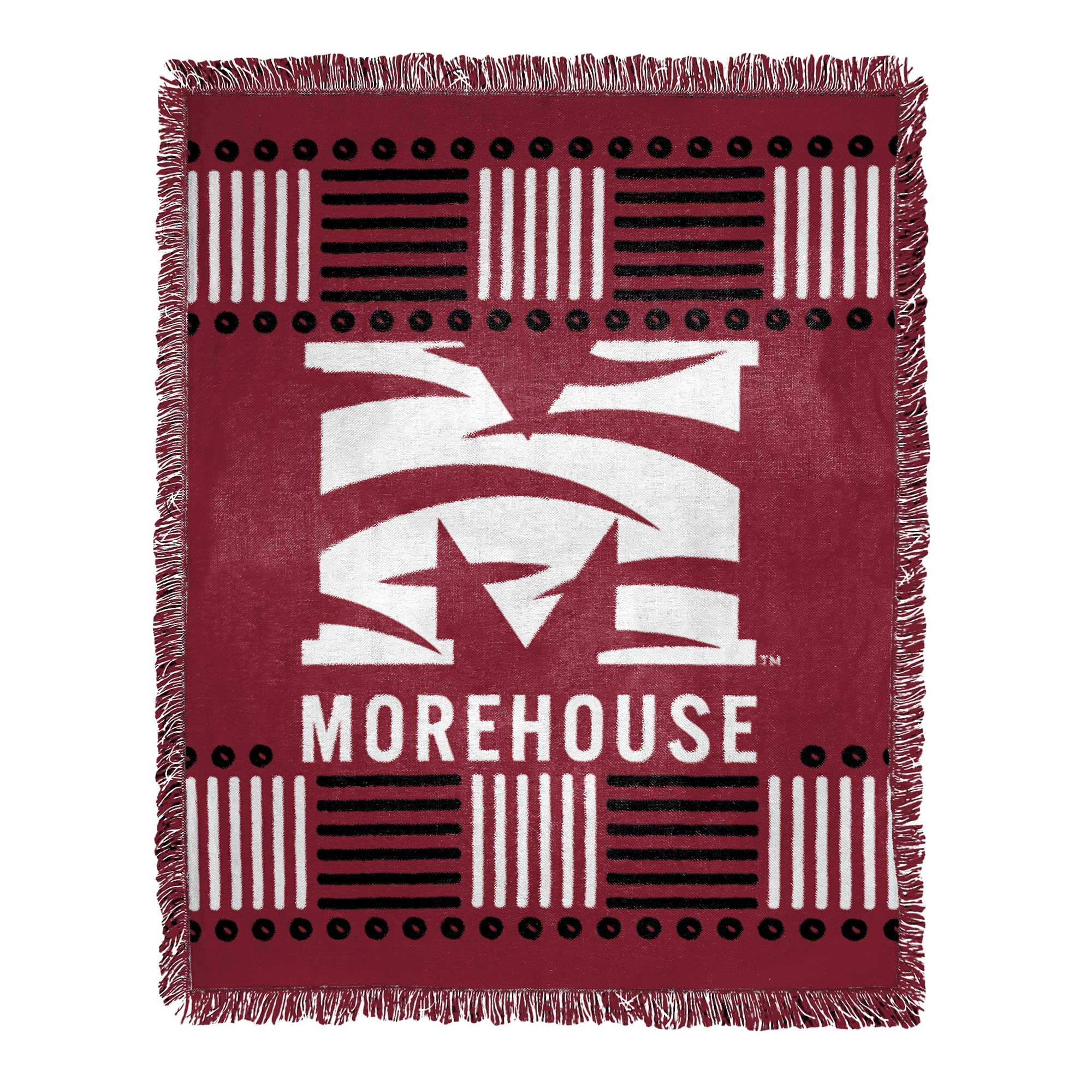 Maroon and Black Woven Jacquard Throw Blanket