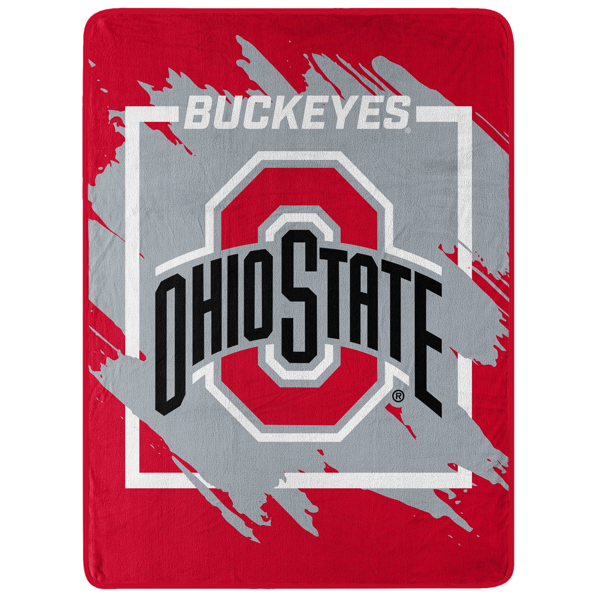 Ohio State Buckeyes Red and Gray Micro Raschel Throw Blanket