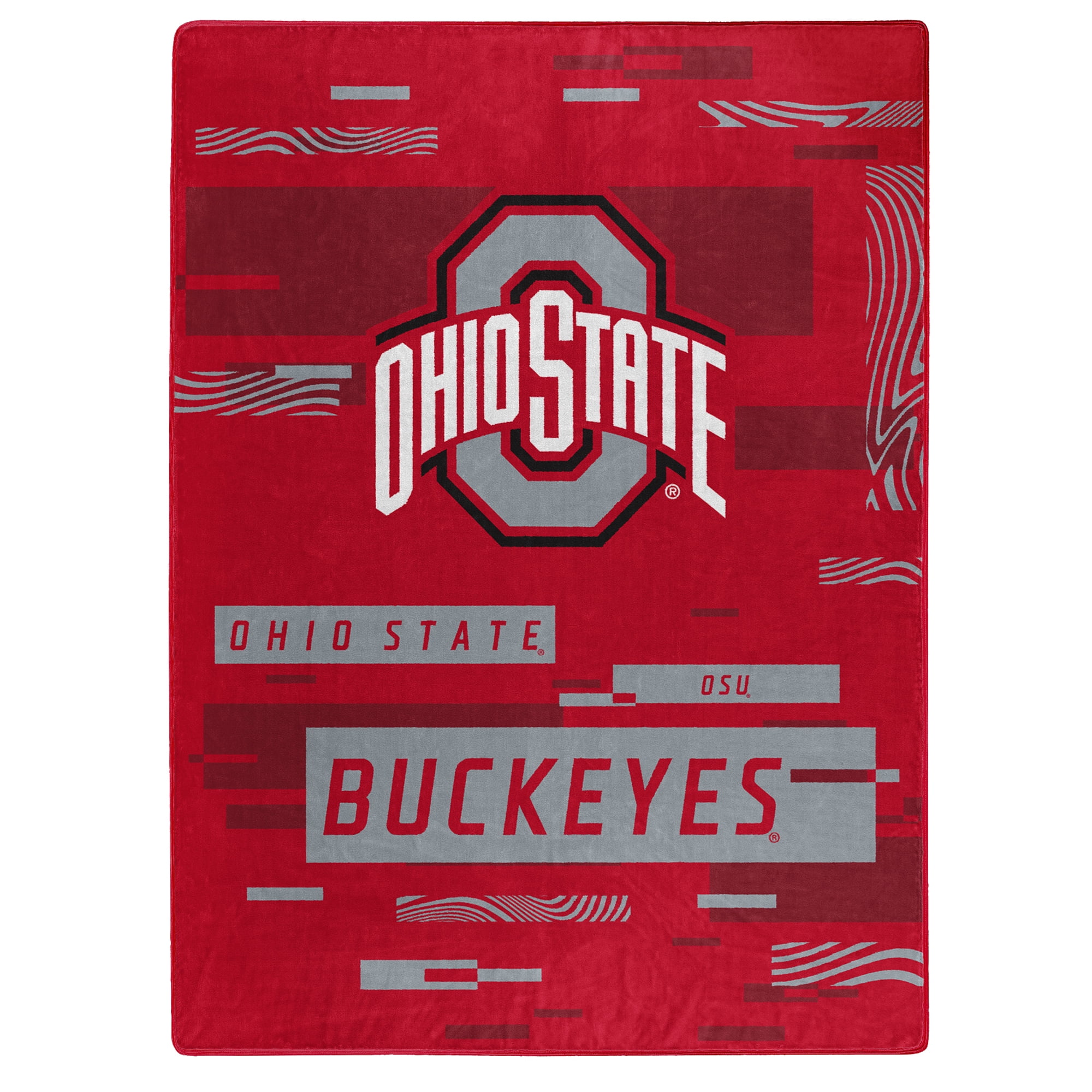 Ohio State Buckeyes Red and Gray Raschel Throw Blanket