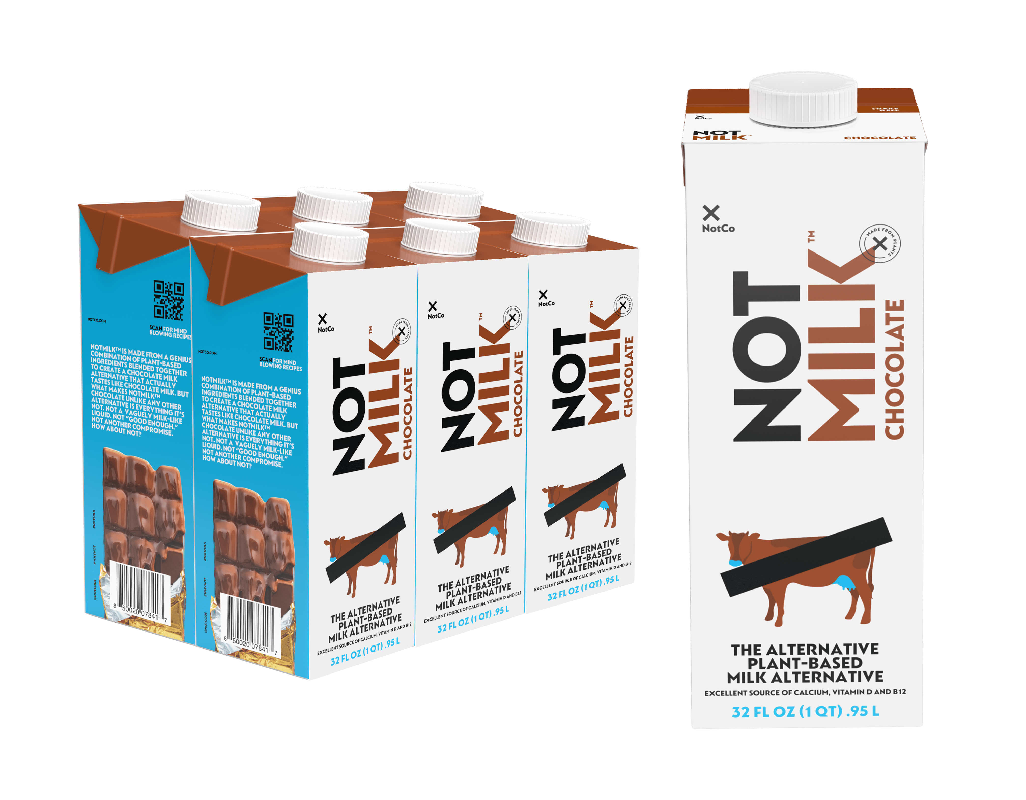 The Not Company NotMilk Chocolate, Plant Based Milk, 32 Fl Oz, Pack of
