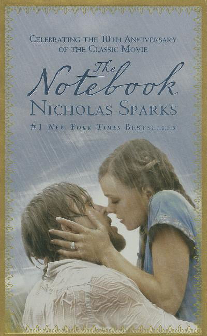 Front cover of the Notebook by Nicholas Sparks with image of two characters kissing