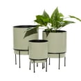 thumbnail image 1 of DecMode 10", 13", 14"H Indoor Outdoor Gray Metal Planter with Removable Black Stand (3 Count), 1 of 10