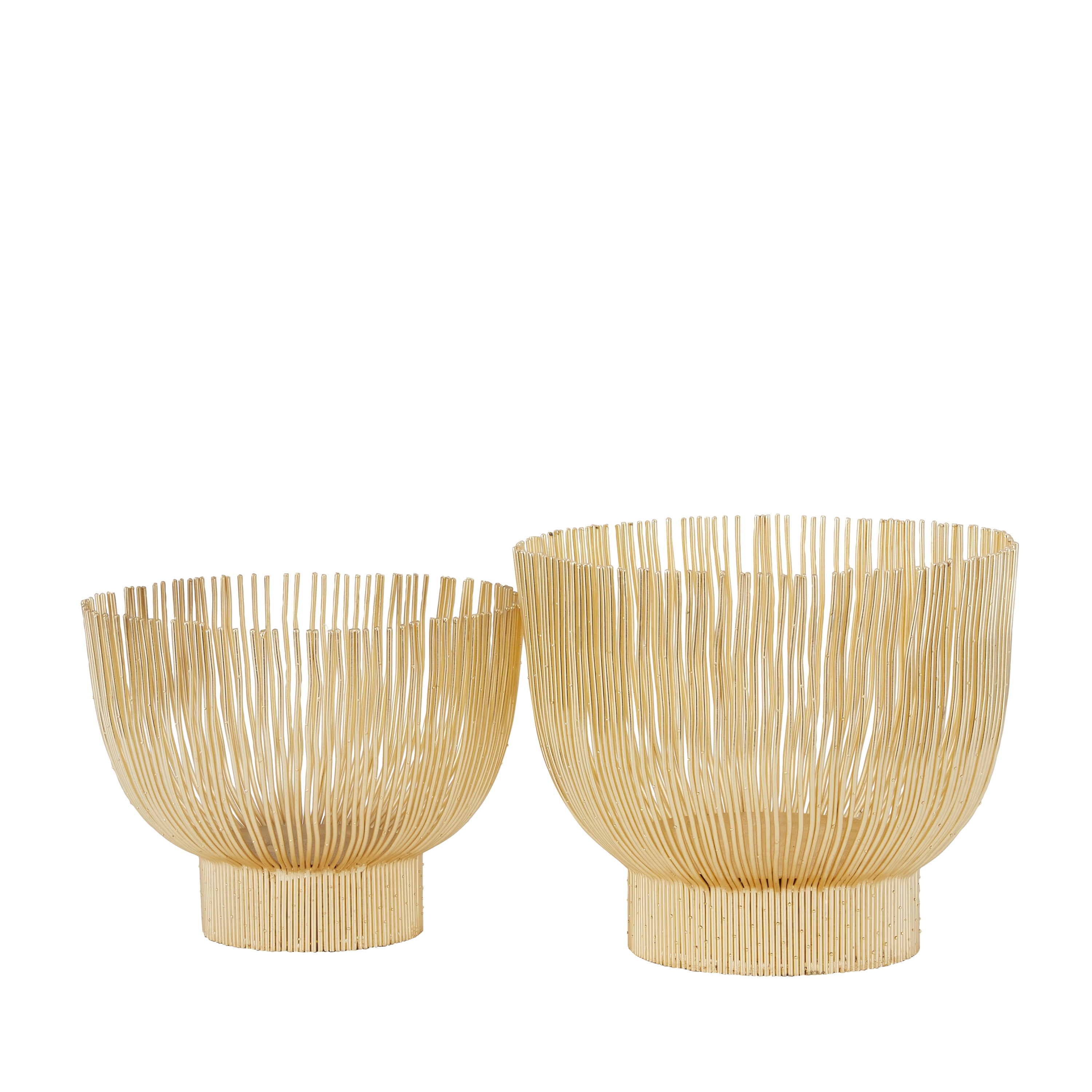DecMode 11", 10"H Round Gold Metal Decorative Bowl, Set of 2