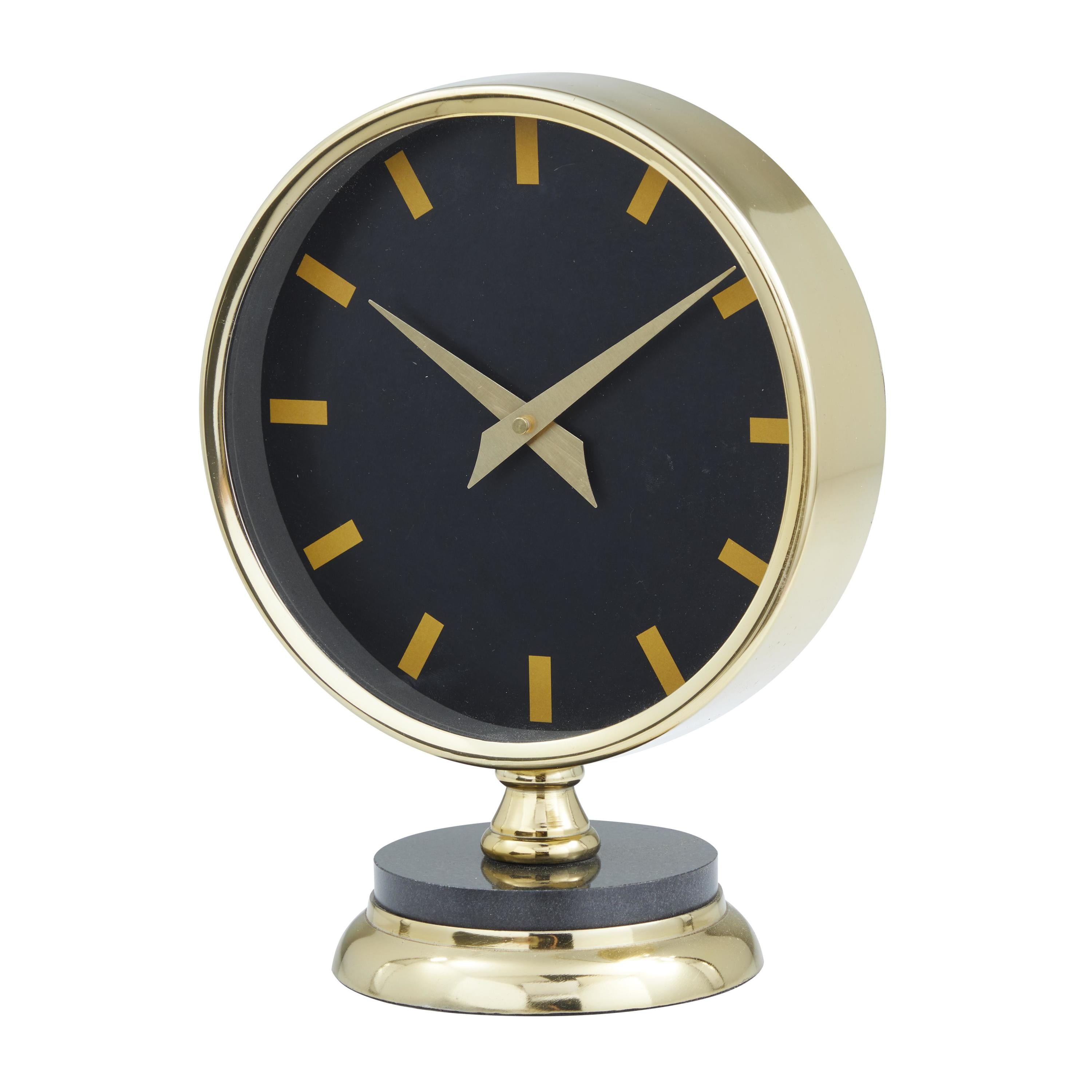 DecMode 11" Gold Stainless Steel Metal Clock with Black Face