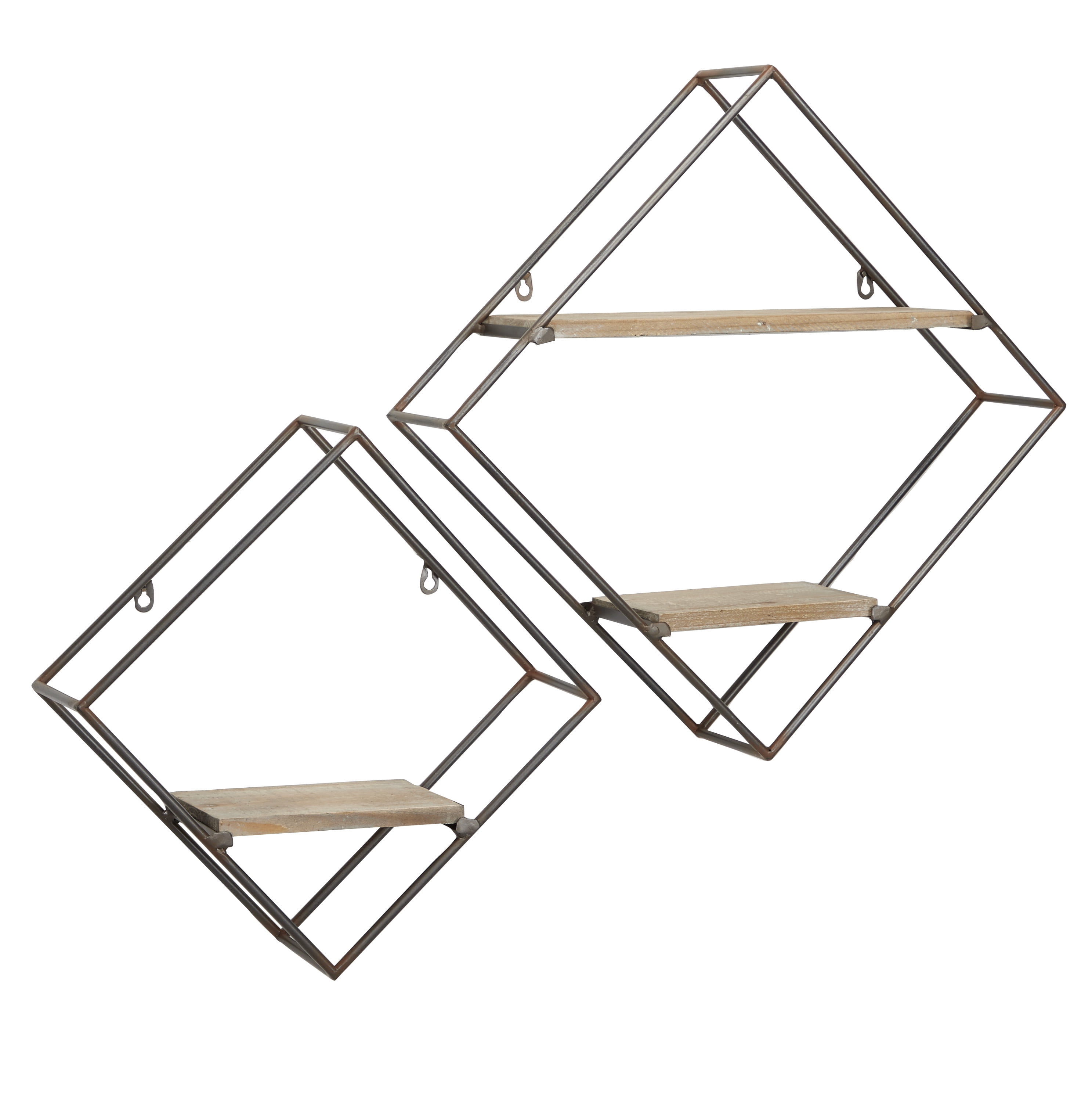 The Novogratz 12", 16"H Diamond 3-Tier Black Wall Shelf (2 Count)