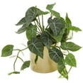 thumbnail image 1 of DecMode 12" Artificial Pothos Plant in Realistic Leaves and Gold Porcelain Pot, 1 of 7