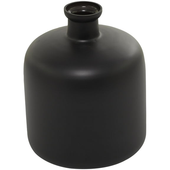 DecMode 12" Handmade Black Glass Vase