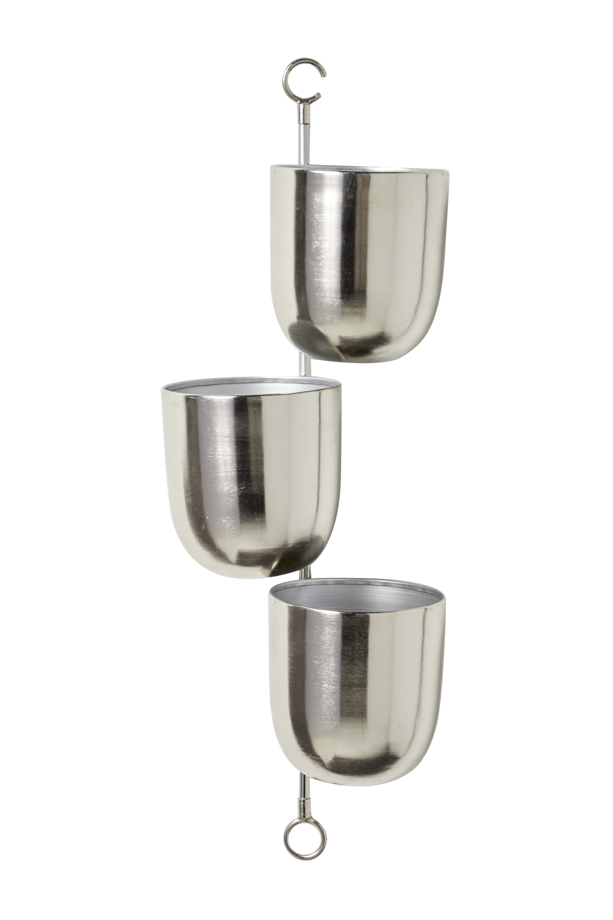 DecMode 12" x 25" Layered Wall Silver Metal Planter