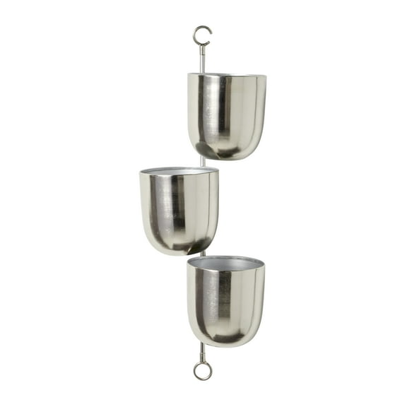 DecMode 12" x 25" Layered Wall Silver Metal Planter