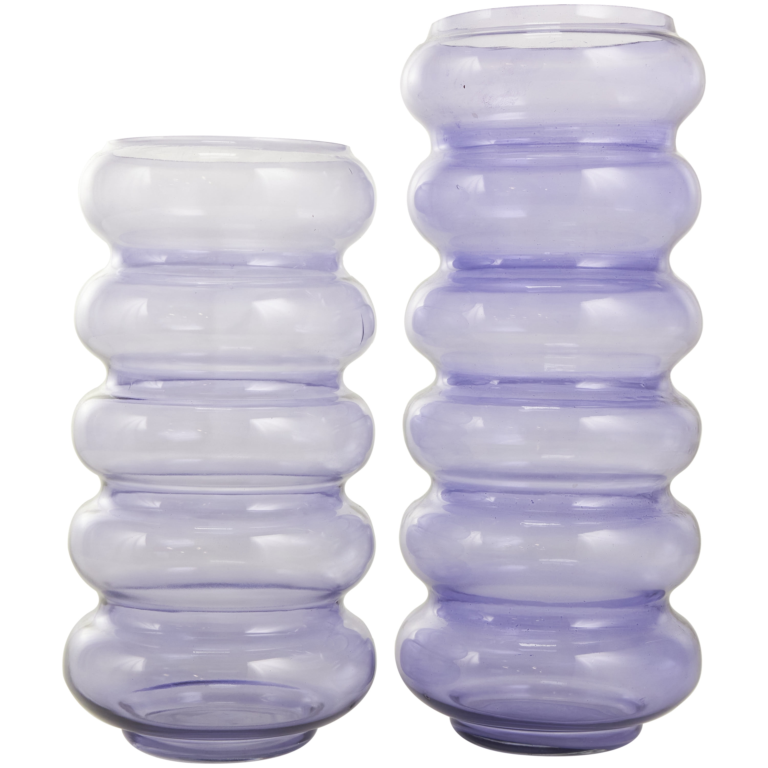 DecMode 13", 11"H Bubble Purple Glass Vase, Set of 2