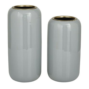 The Novogratz 13", 11"H Gray Metal Vase, Set of 2