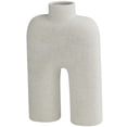 thumbnail image 1 of DecMode 13" Abstract Rounded Arched White Ceramic Vase with Glossy Speckled Texture, 1 of 13