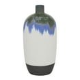 thumbnail image 1 of DecMode 13" Handmade White Ceramic Vase with Dripping Effect, 1 of 8