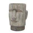 thumbnail image 1 of DecMode 13" x 18" Easter Island Brown Magnesium Oxide Face Planter, 1 of 8