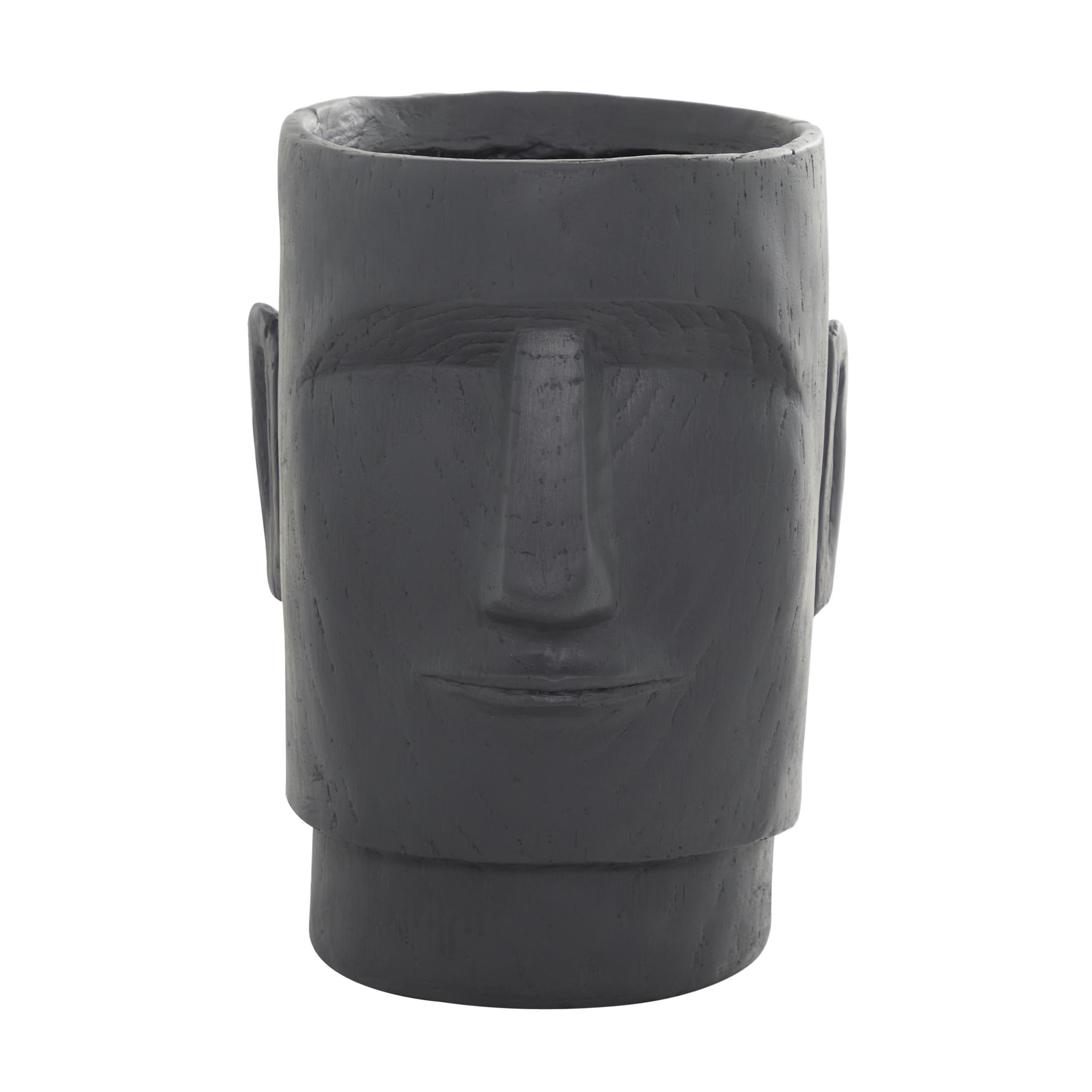 DecMode 13" x 18" Easter Island Dark Gray Magnesium Oxide Face Planter